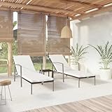 JHQHSM 2 Stück Sonnenliegen mit Tisch aus Poly Rattan in Braun,...