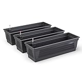 Plastard Blumenkasten Milano 3er Set 100 cm lang Farbe Anthrazit mit...