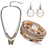 MWOOT Boho Schmuck Set für Damen, Bohemian Stapelbare Wickelarmbänder...