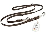CopcoPet Hundeleine aus Fettleder 2m x 10mm Braun – 3-Fach verstellbar,...
