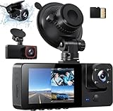 Bestsee 1080P Dashcam Auto Vorne Hinten und Innen mit 64GB SD-Karte,...