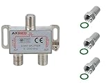 AXRED Sat Verteiler 2fach + 3X Anadol F-Stecker, für Verteilung von 1...