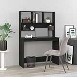 Qnhdfrt Schreibtisch mit Regal Schwarz Holzwerkstoff 102x45x148 cm für...