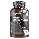 Aktivkohle Kapseln - 2000mg pro Portion - 180 vegane Kapseln - Quelle von...