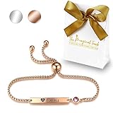 TMT Personalisiertes Geburtsstein Armband mit Gravur | Silber Rose-gold |...