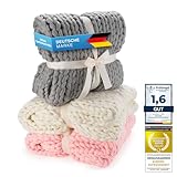 Feluna® Grob gestrickte Kuscheldecke - Grobstrick Wolldecke Strickdecke...