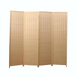 4-Panel Paravent Raumteiler Aus Rattan, Faltbarer Trennwand Für...