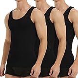 Falechay Unterhemd Herren Tank Top 3er Pack Baumwolle Feinripp ärmellos...