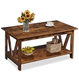 WLIVE Couchtisch Rechteckig, wohnzimmertisch Holz mit offenes Fach,...