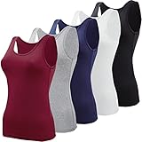 BQTQ 5 Stück Tank Tops für Damen Unterhemden Stretch Crop Top Basic Cami...