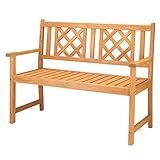 LEADZM Gartenbank,Holzbank,Holz Wetterfest,2-Sitzer,118 cm,Ergonomisch...