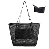 flintronic Mesh Strandtasche Groß mit Reißverschluss Innentasche, 45 * 35...