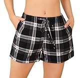 Lovasy Schlafshorts Damen Karierte Pyjamahose Damen Kurz Sommer Shorts mit...