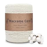 VORHOT Makramee Garn 3mm x 300m Beige, Makramee Baumwollgarn 3mm,...