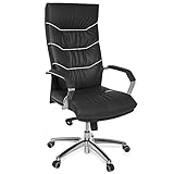 AMSTYLE Bürostuhl Echt-Leder schwarz Schreibtischstuhl, Chefsessel mit...