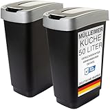 2friends Duo Mülleimer Küche 2 Fächer 50L - Geruchsdicht Doppel...