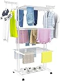 HOMIDEC Wäscheständer Wäschetrockner Turm mit Rollen,...