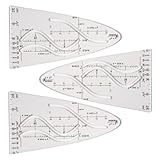 Parabelschablone Mathe,3 Stück Kurvenschablone,Parabel Lineal Set,Parabel...