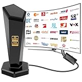 DVBT/DVBT2 Antenne mit Verstärker - HDTV Zimmerantenne für Fernseher, 420...