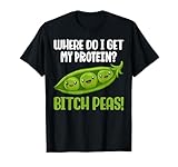 Woher Kriege ich Mein Protein Funny Herbivore Vegan Peas Lovers T-Shirt