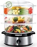 Aigostar Dampfgarer mit Timer 9L, 3-Etagen Stapelkörbe Reisschale, 800W...