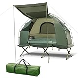 GOPLUS Feldbett mit Zelt für 1 Personen, 5 in 1 Campingzelt wasserdicht...