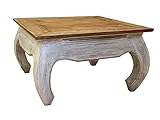 Holztisch massiv. Teakholz. Shabby Look. Opiumtisch quadratisch