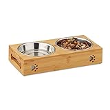 Relaxdays Double Dog Feeding Station Futterbar für kleine Hunde, 2 Näpfe...