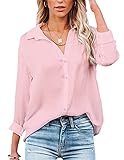 NONSAR Damen Bluse V-Ausschnitt Hemden Elegant Langarm Casual Arbeit...