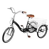 DGSYCC 20 Zoll 3 Rad Fahrrad Dreirad - Schwarz Fahrrad mit Korb,...