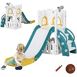 AIYAPLAY Kinderrutsche, 4 in 1, Kleinkinderrutsche mit Basketballkorb,...