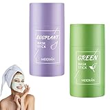 2 Pack Green Mask Stick,Grüner Tee Purifying Clay Stick Mask,Green Stick...