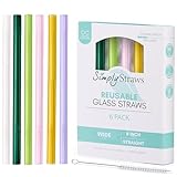 Simply Straws 20,3 cm breite Glas-Trinkhalme (6er-Pack) – 12 mm...