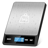 Zivacate 15kg Digitale Küchenwaage, 1g Präzision, Küchenwaage mit LCD...