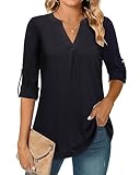 Amrto Blusen Damen Lässig Schwarzes Oberteil Damen Casual Blusenshirt Top...