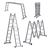 DIVID® Aluleiter 4,7 Meter | Leiter klappbar | Gelenkleiter 4 Stufen x 4 |...