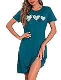 Marvmys Nachthemd Damen Kurzarm Schlafshirt Baumwolle Printed Sleepshirt...