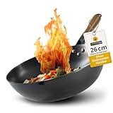 asiastreetfood Der perfekte Wok, Ø 26cm – Robuster Carbonstahl-Wok mit...