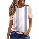 Damen-Top, kurzärmelig, Sommer-Top, elegant, lässig, Rundhalsausschnitt,...