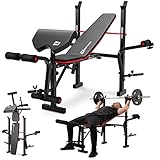 Hop-Sport Hantelbank klappbar, verstellbare Fitnessbank mit Beinstrecker,...