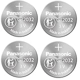 Panasonic 460117 Lithium CR2032 Knopfzellenbatterie, 4 Stück