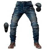 SHUOJIA Herren Motorradhose Jeans mit Schutz Motorrad Biker Pant 4 X...