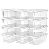 SONGMICS 12er Set Aufbewahrungsbox mit Deckel, Schuhaufbewahrung...