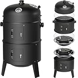 tectake® 3in1 Holzkohlegrill Smoker Räucherofen, Smoker Grill mit...