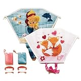2er Set Kinderdrachen - Mini Pocket Kite Meerjungfrau Fuchs - Einleiner...