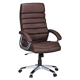 AMSTYLE Bürostuhl Valencia Kunstleder Braun ergonomisch mit Kopfstütze,...