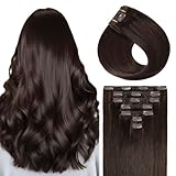 Sunya Clip in Extensions Echthaar Dunkelbraun Echthaar Extensions Clip Hair...