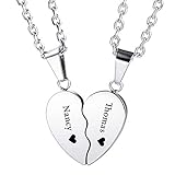 INBULE Personalisierte Herz Paar Halskette Set mit Wunschgravur von Name...