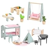 Puppenhaus Möbel Set, Holz und Kunststoff Terrassen und Babyzimmer Set, 20...