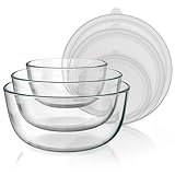 Arendo - Rührschüsseln aus Glas mit Deckel - Glasschüssel 3er Set -...